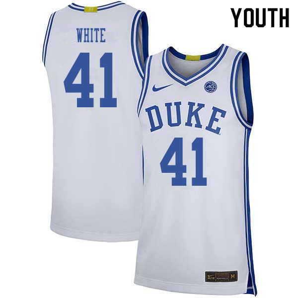 2020 Youth #41 Jack White Duke Blue Devils College Basketball Jerseys Sale-White - Click Image to Close